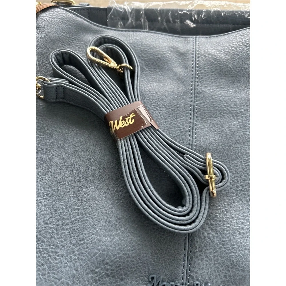 Montana West Western Crossbody Bag  Shoulder Purse Faux Leather Smoky Grey Blue